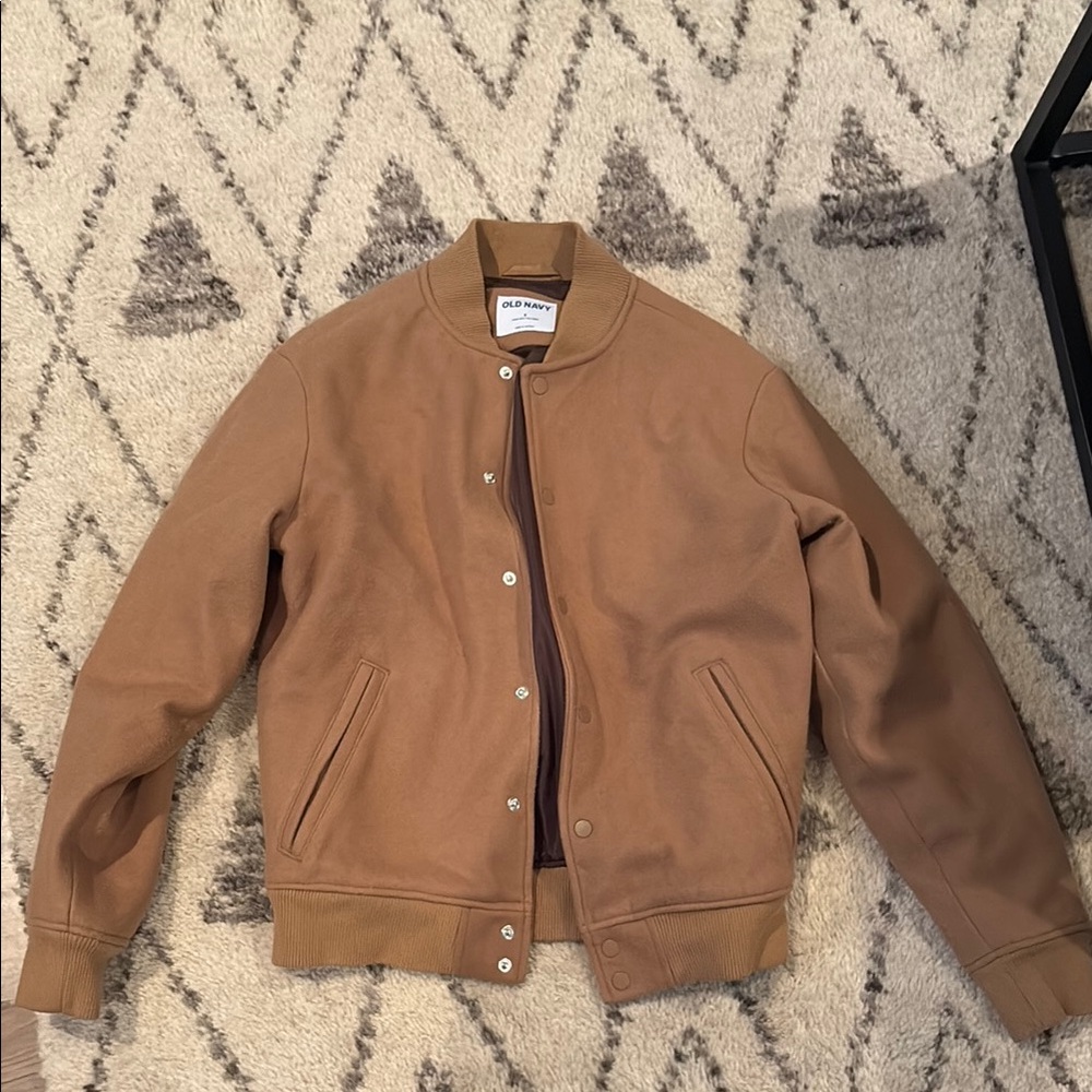 Old Navy Tan Bomber Jacket with Ribbed Collars